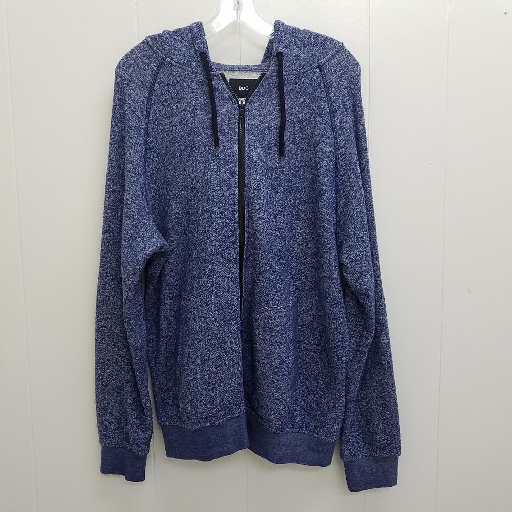 BDG Blue Marble Zip Up Hoodie Sweatshirt